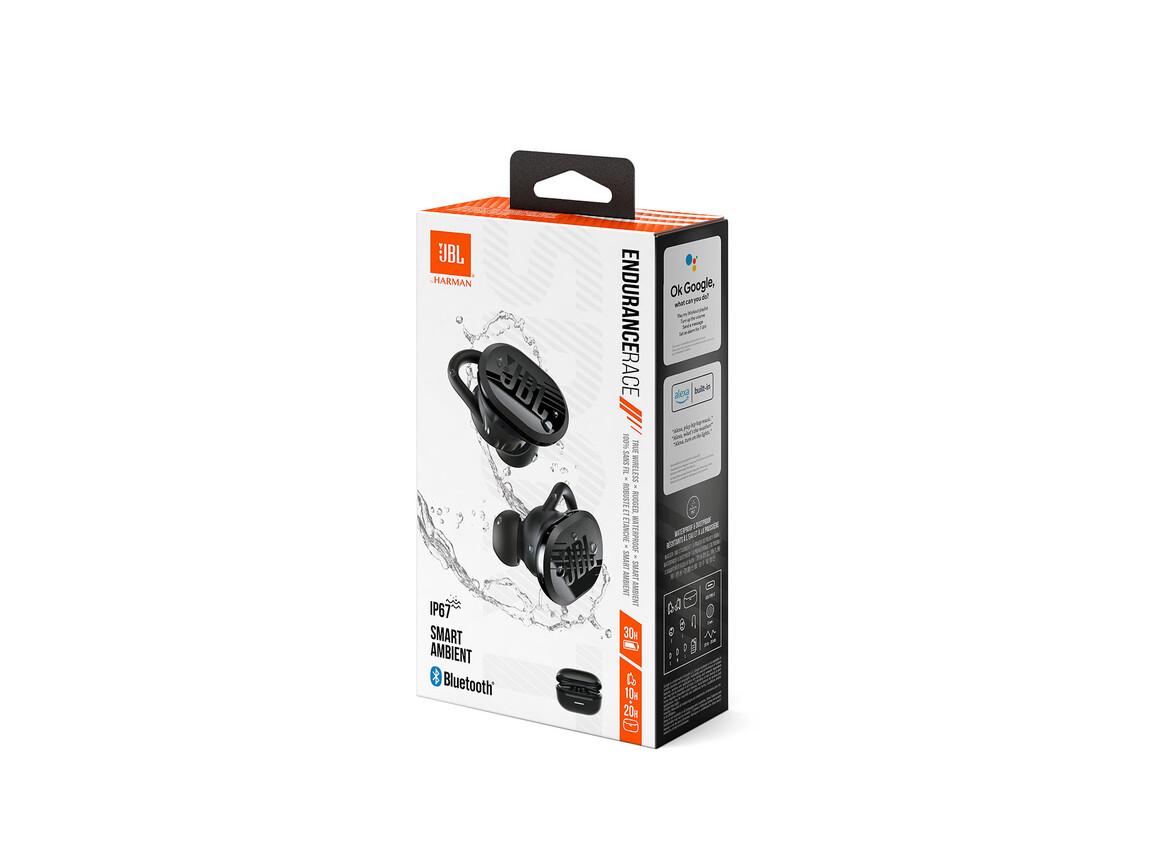 JBL Endurance Race, wasserdichter kabelloser In-Ear Bluetooth-Kopfhörer, schwarz >