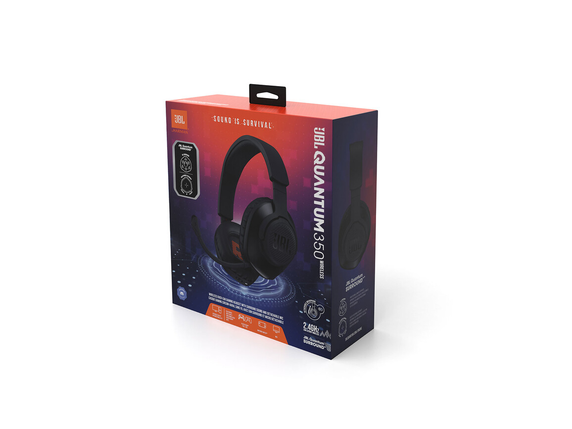 JBL Quantum 350, Kabelloses Over-Ear-Gaming-Headset, schwarz