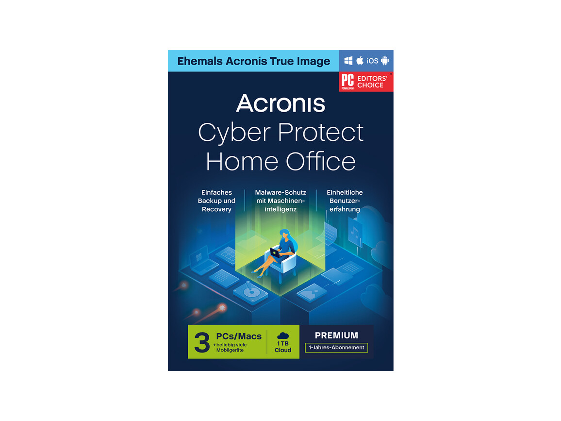 Acronis Cyber Protect Home Office Premium + 1TB Acronis Cloud Storage, 3 User, 1 Jahr - ESD