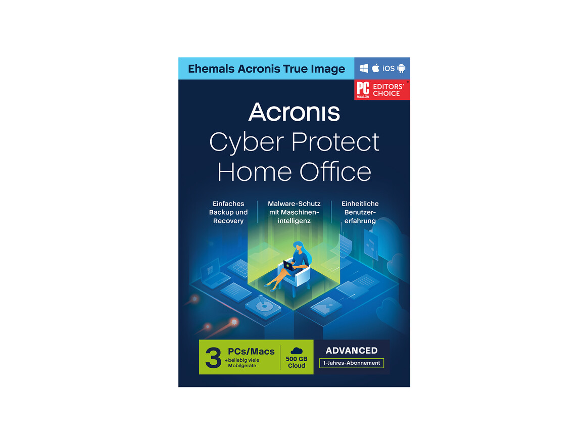 Acronis Cyber Protect Home Office Advanced + 500GB Acronis Cloud Storage, 3 User, 1 Jahr - ESD