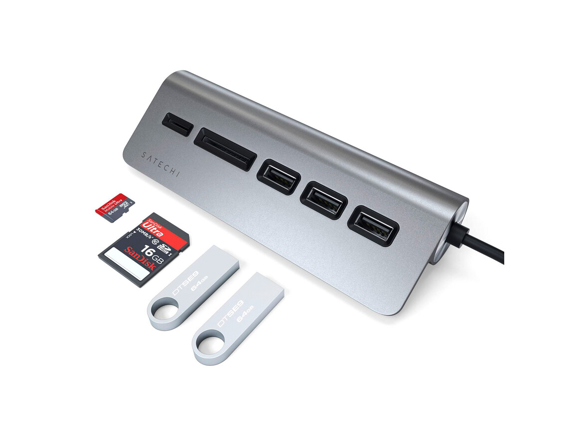Satechi Type-C Aluminium USB Hub &amp; Card Reader, space grau