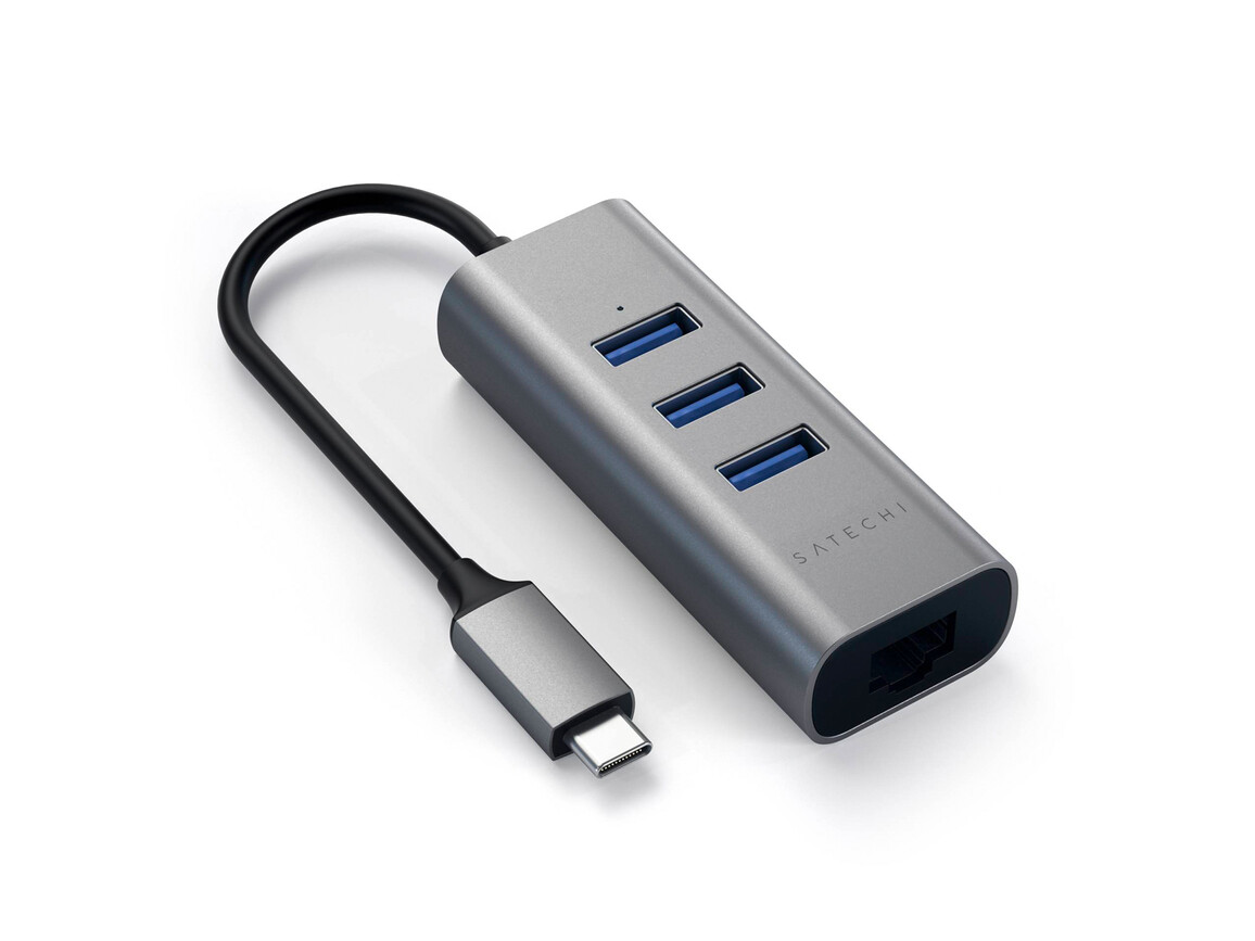 Satechi Type-C 2-in1 Port USB 3.0 Hub mit Ethernet, space grau