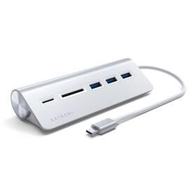 Satechi Type-C Aluminium USB Hub &amp;amp; Card Reader, silber