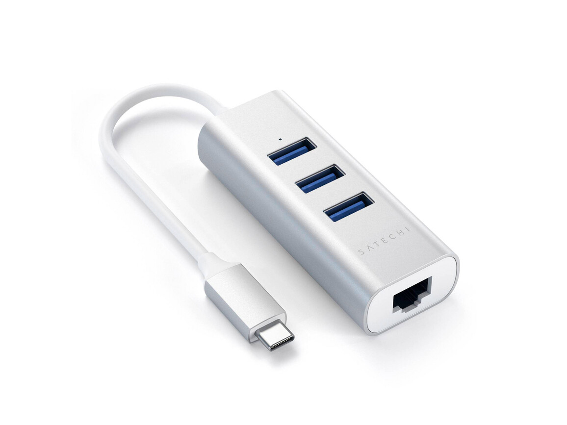 Satechi Type-C 2-in1 Port USB 3.0 Hub mit Ethernet, silber &gt;