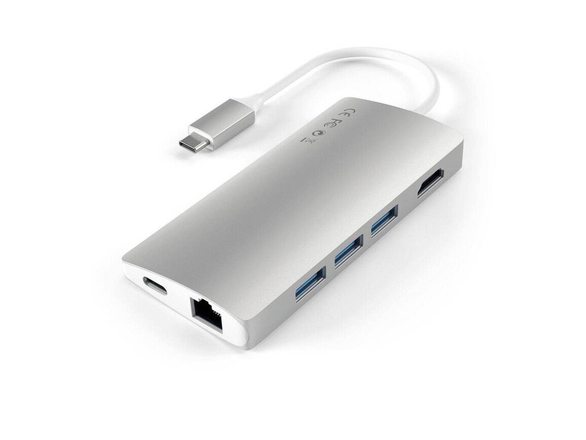 Satechi Type-C Multi-Port 4K, Ethernet Hub V2, silber