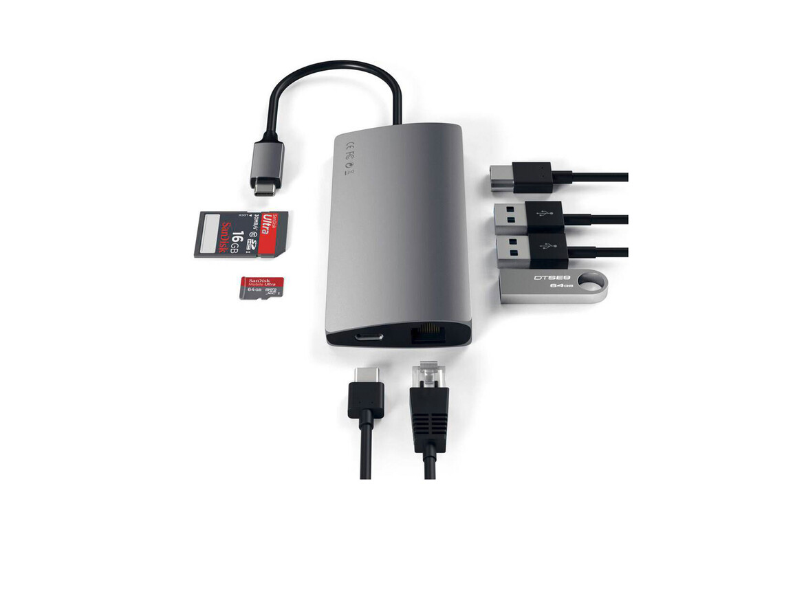 Satechi Type-C Multi-Port 4K, Ethernet Hub V2, space grau