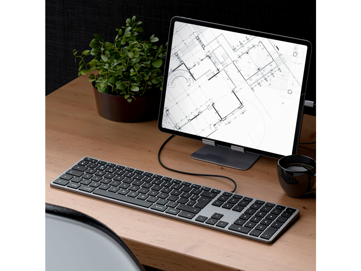 Satechi Slim W3 USB-C Wired Keyboard, dt., space grau Satechi Slim W3 USB-C Wired Keyboard, dt., space grau