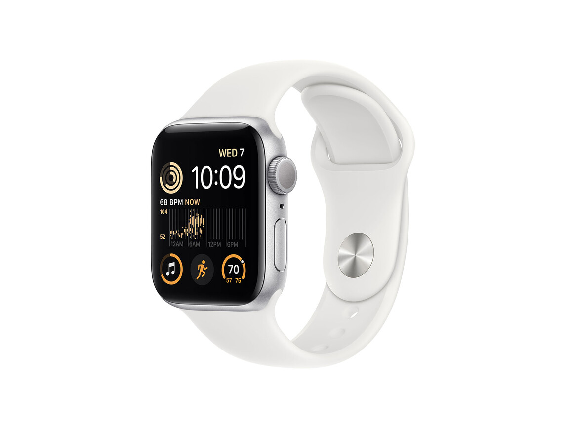 Apple Watch SE GPS, Aluminium silber, 40 mm mit Sportarmband, weiß> Apple Watch SE GPS, Aluminium silber, 40 mm mit Sportarmband, weiß>