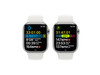 Apple Watch Series 8 GPS + Cellular, Edelstahl silber, 45 mm mit Sportarmband, weiß&gt;