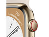 Apple Watch Series 8 GPS + Cellular, Edelstahl gold, 45 mm mit Sportarmband, polarstern