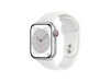 Apple Watch Series 8 GPS + Cellular, Aluminium silber, 41mm mit Sportarmband, weiß