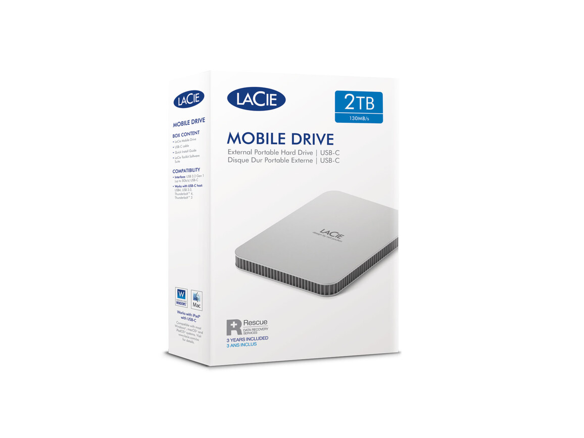 LaCie Mobile Drive V2, 2TB, Moon Silver
