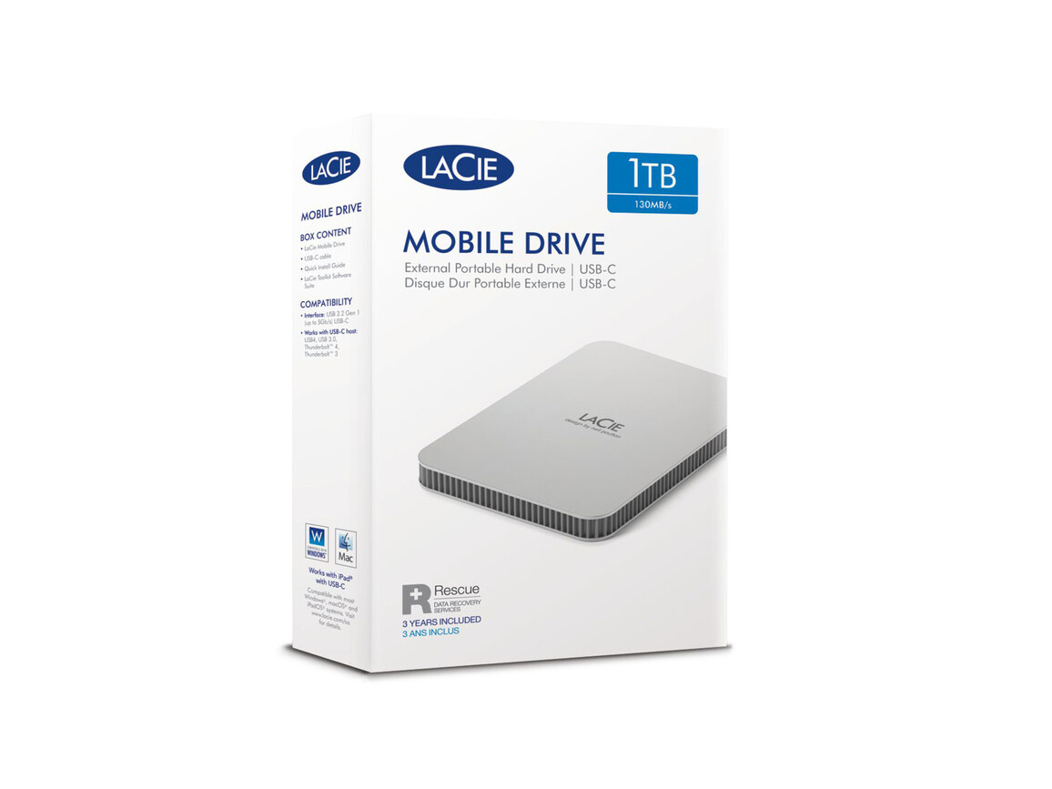 LaCie Mobile Drive V2, 1TB, Moon Silver