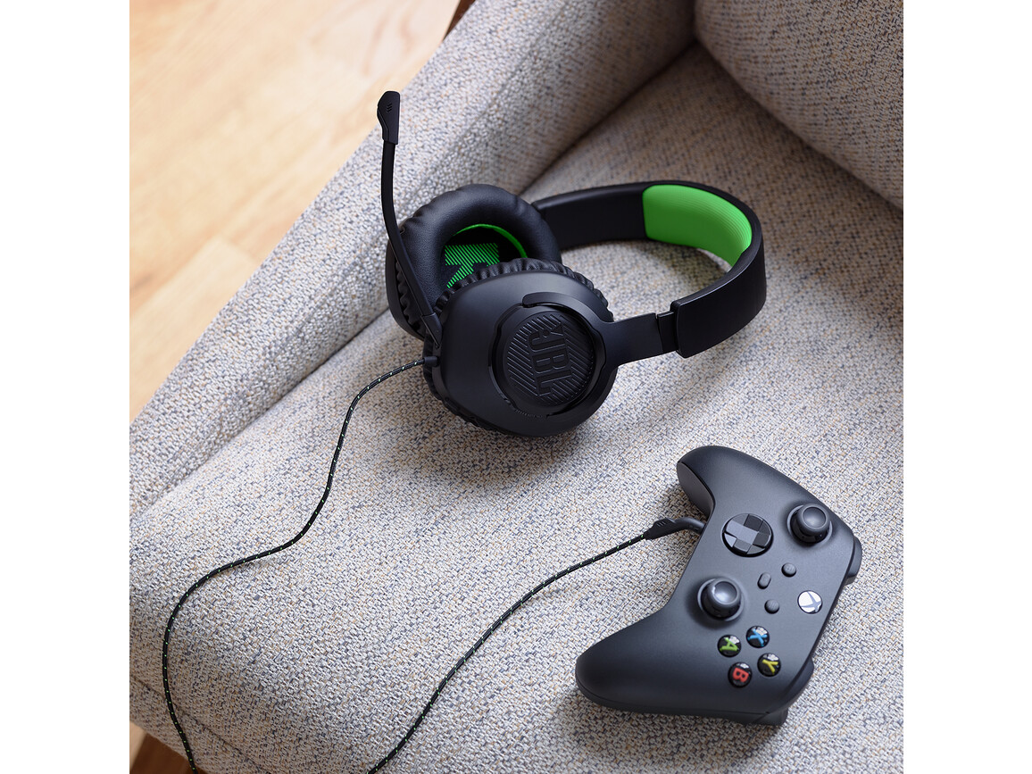 JBL Quantum 100X, Kabelgebundenes Over-Ear-Gaming-Headset, schwarz/grün