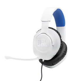 JBL Quantum 100P, Kabelgebundenes Over-Ear-Gaming-Headset, weiß/blau