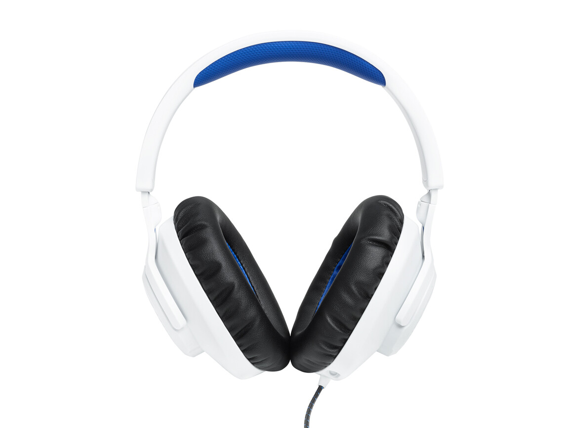 JBL Quantum 100P, Kabelgebundenes Over-Ear-Gaming-Headset, weiß/blau