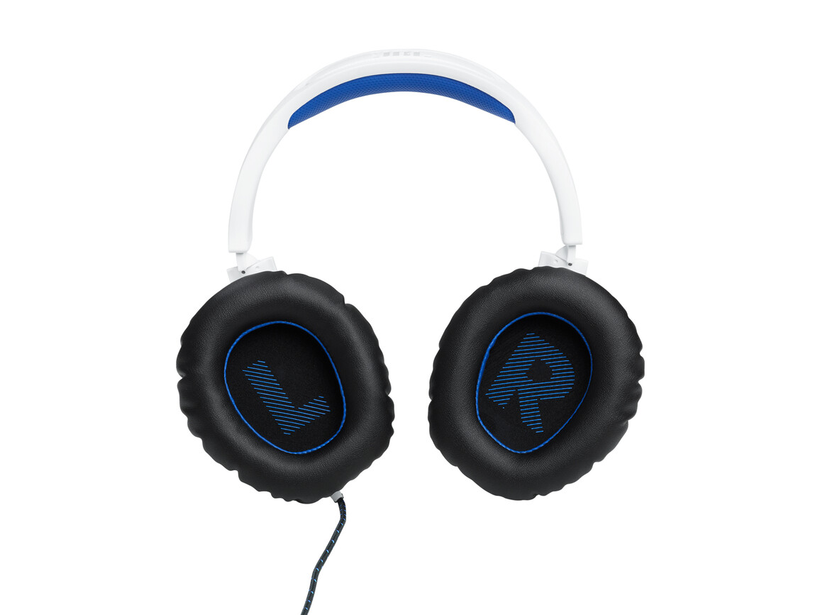JBL Quantum 100P, Kabelgebundenes Over-Ear-Gaming-Headset, weiß/blau