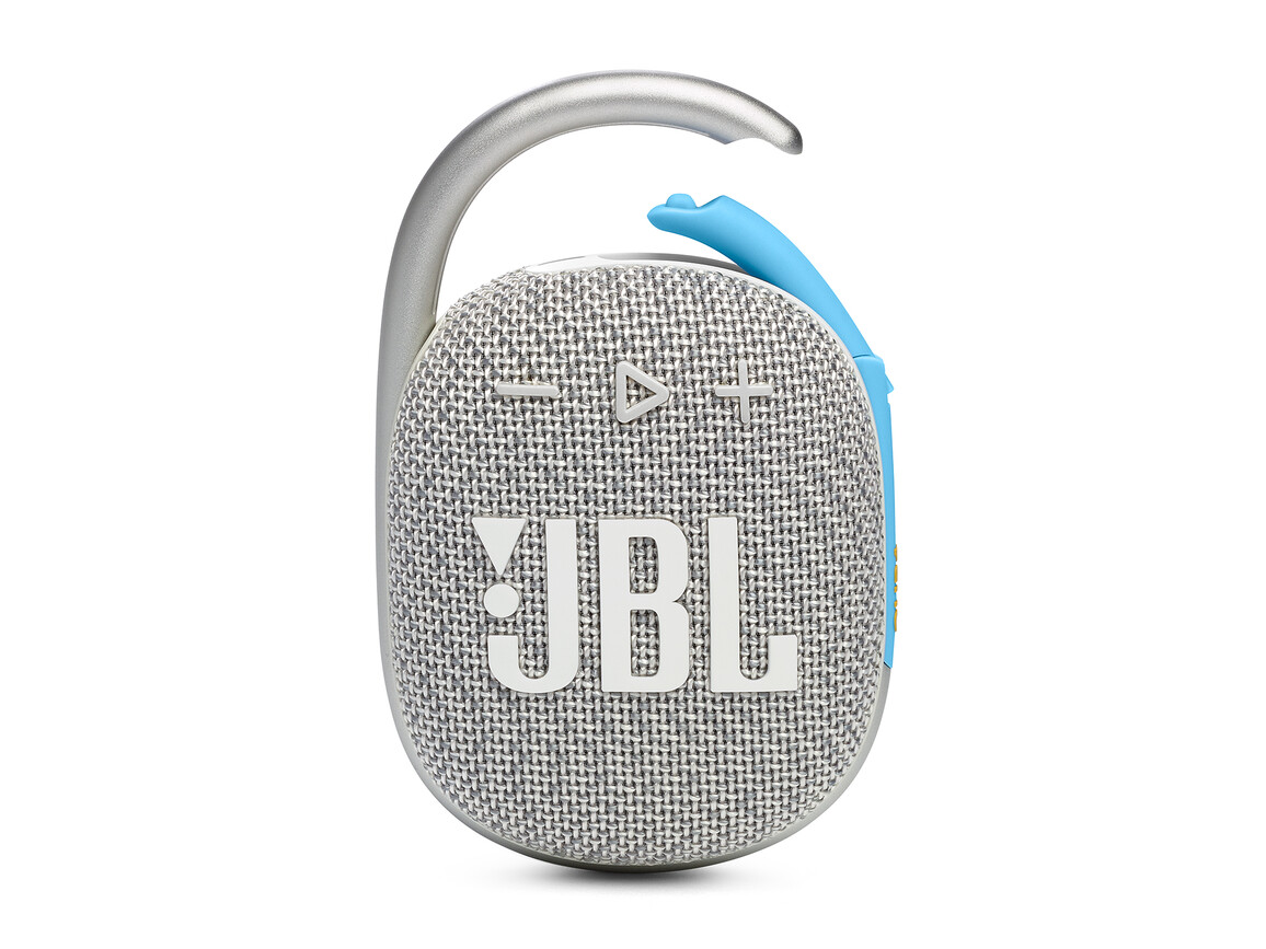 JBL Clip4 ECO, Bluetooth-Lautsprecher mit Karabinerhaken, weiß>