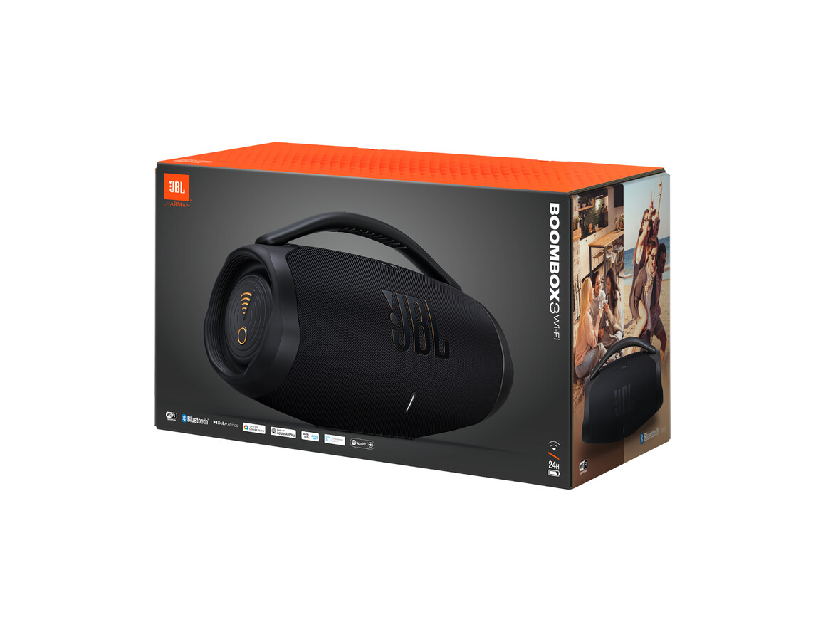 JBL Boombox 3 Wi-Fi, tragbarer Bluetooth-Lautsprecher, schwarz
