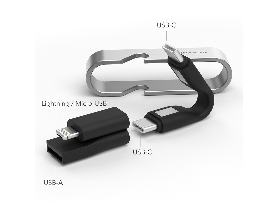 Vonmählen High Six, 6-in-1 Schnellladekabel, schwarz/silber