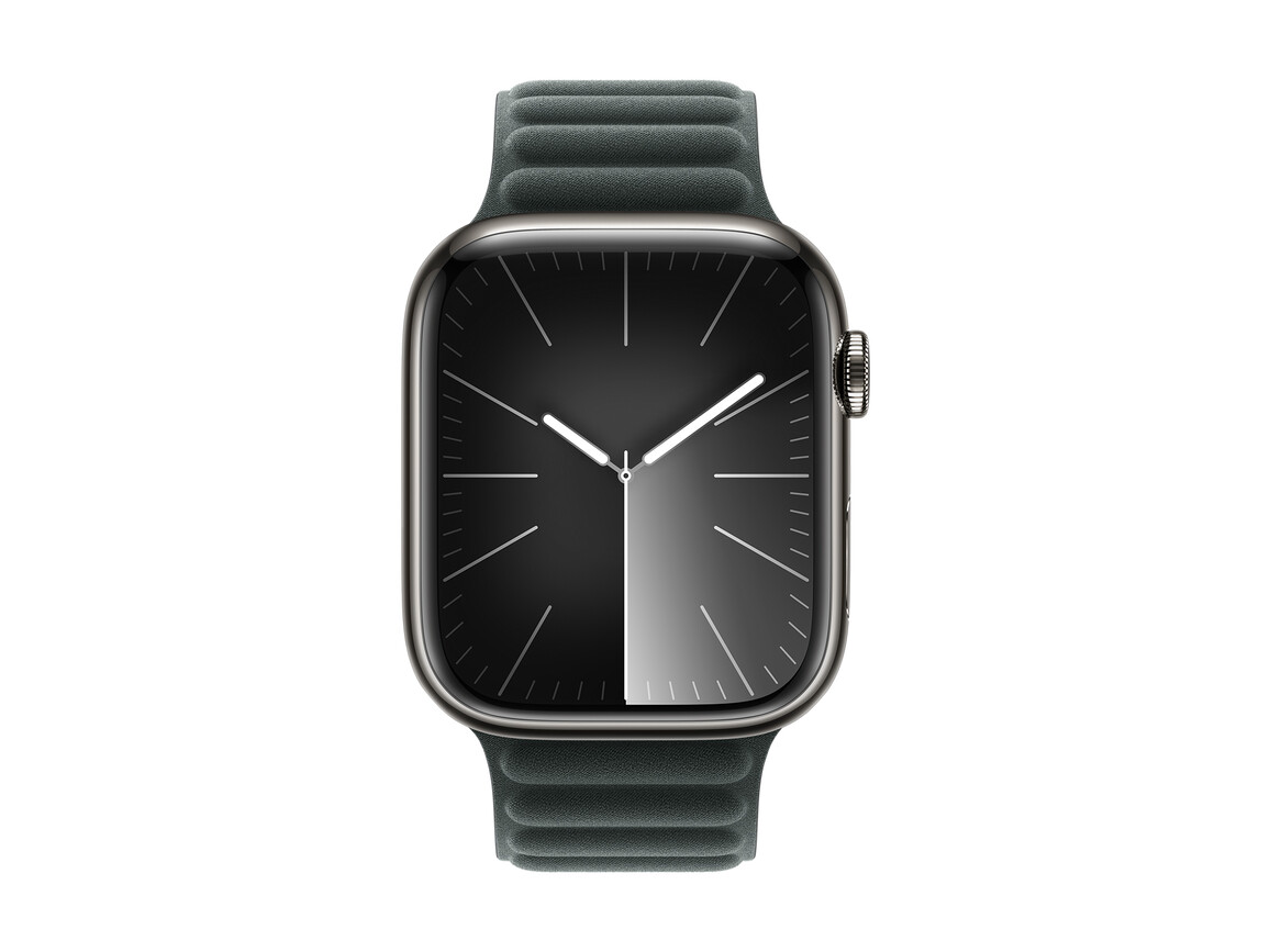 Apple Watch 45mm Armband mit Magnetverschluss, immergrün, S/M>
