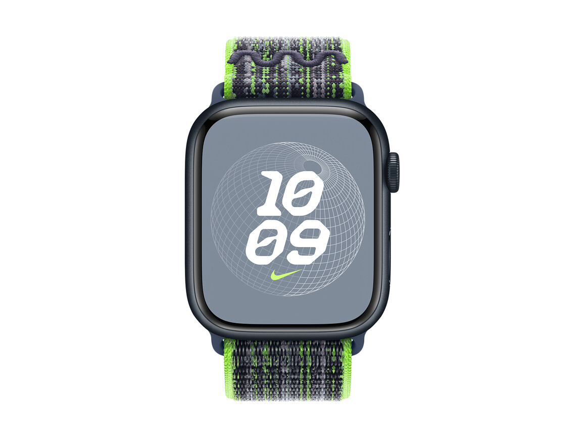 Apple Watch 45mm Nike Sport Loop, bright green/blau