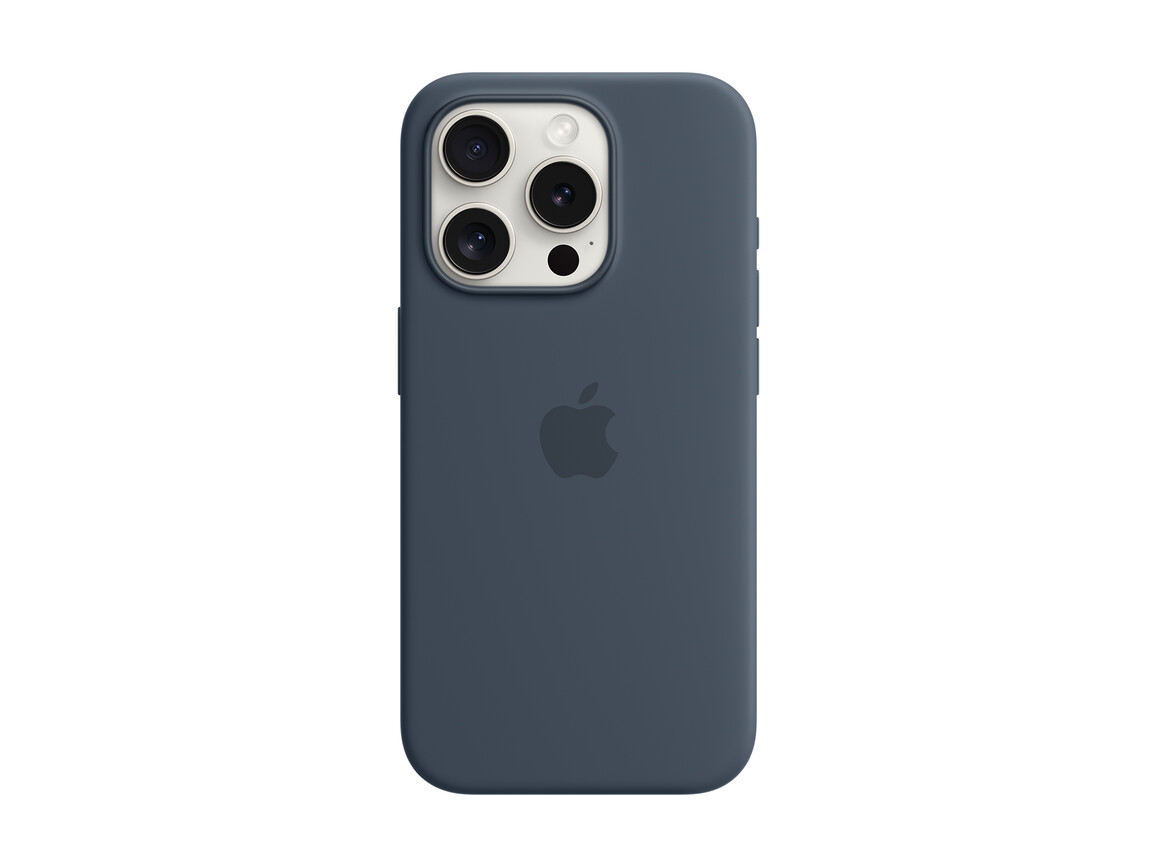 Apple iPhone 15 Pro Silikon Case mit MagSafe, sturmblau