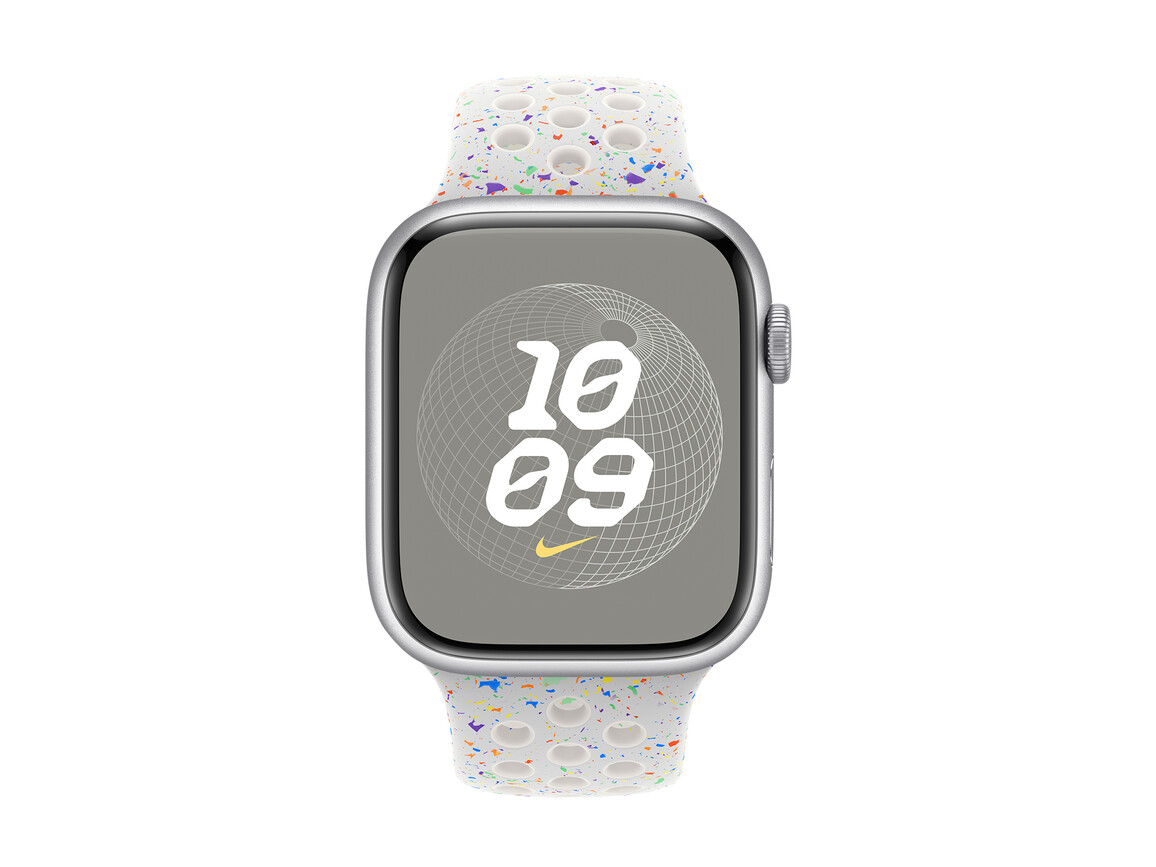 Apple Watch 45mm Nike Sportarmband, Pure Platinum, S/M
