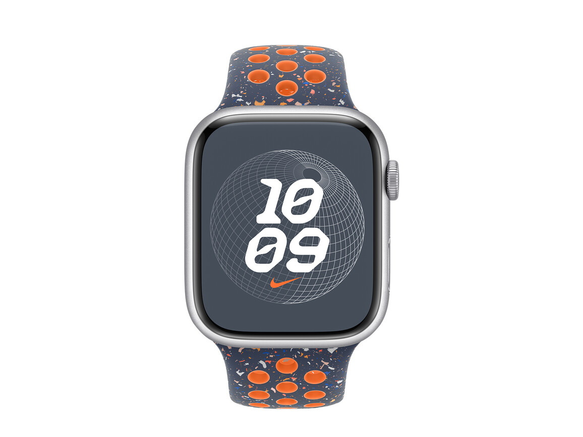 Apple Watch 45mm Nike Sportarmband, Blue Flame, S/M