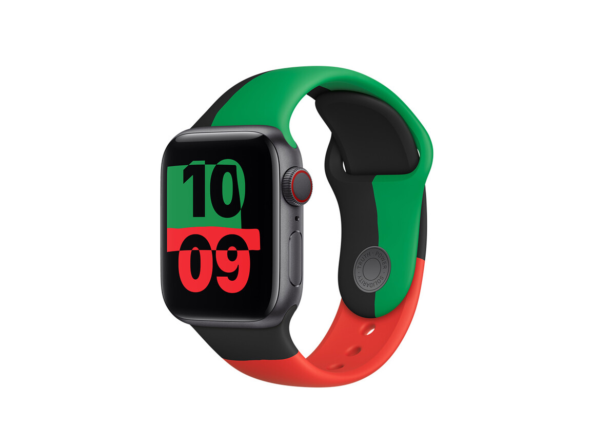 Apple Watch 44mm Black Unity Sportarmband, M/L>