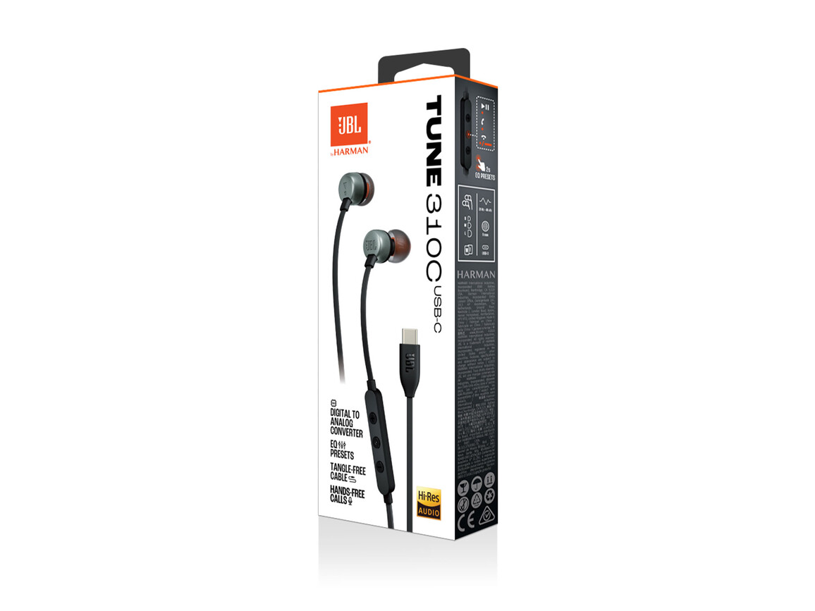 JBL TUNE310C, kabelgebundener USB-C In-Ear Kopfhörer, schwarz