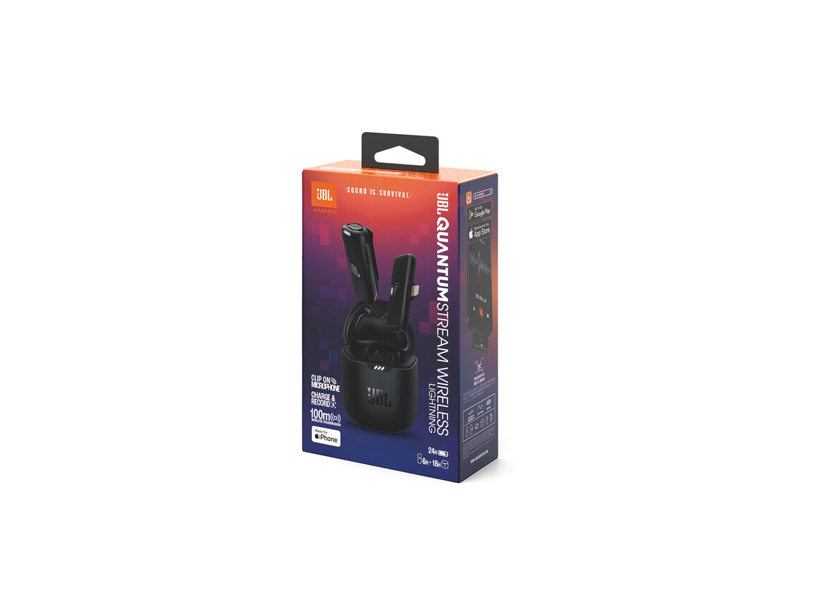 JBL Quantum Stream tragbares, kabelloses Streaming-Mikrofon, Lightning, schwarz