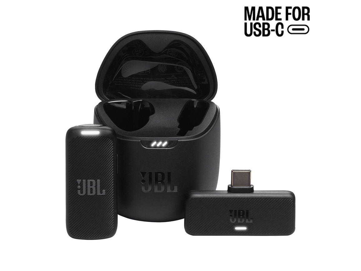 JBL Quantum Stream tragbares, kabelloses Streaming-Mikrofon, USB-C, schwarz