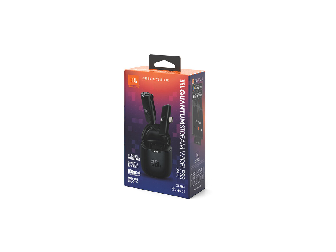 JBL Quantum Stream tragbares, kabelloses Streaming-Mikrofon, USB-C, schwarz