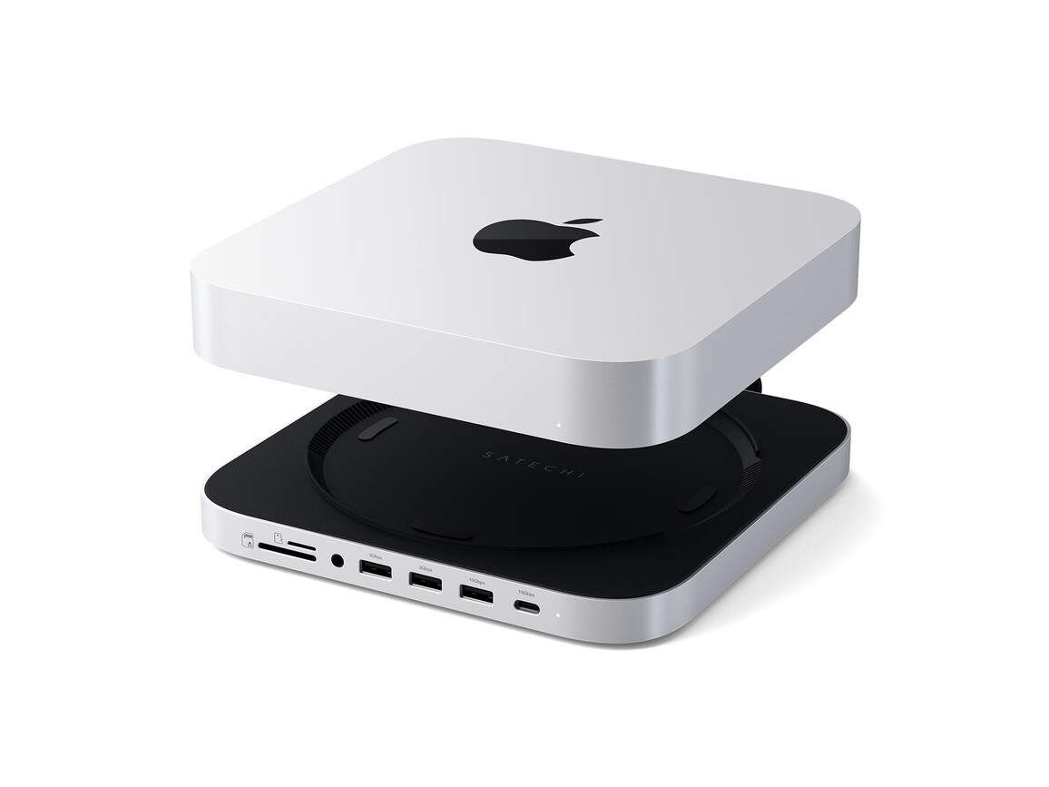 Satechi Aluminium Stand Hub für Mac mini M1/M2 mit NVMe SSD Gehäuse, silber