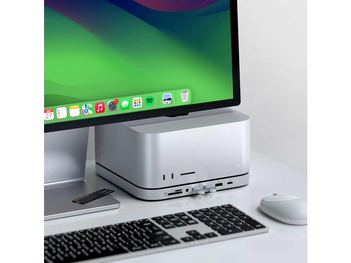 Satechi Aluminium Stand Hub für Mac mini M1/M2 mit NVMe SSD Gehäuse, silber