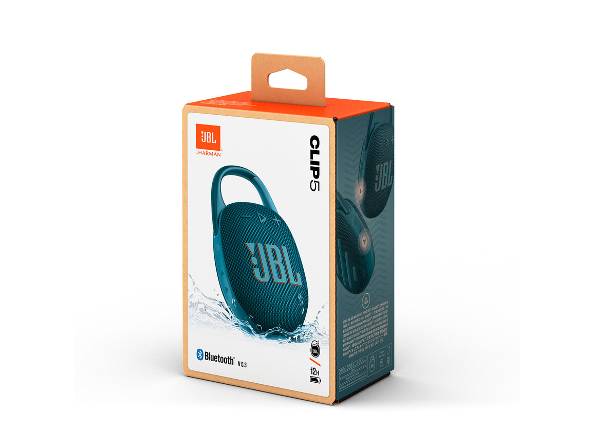 JBL Clip5, Bluetooth-Lautsprecher mit Karabinerhaken, blau