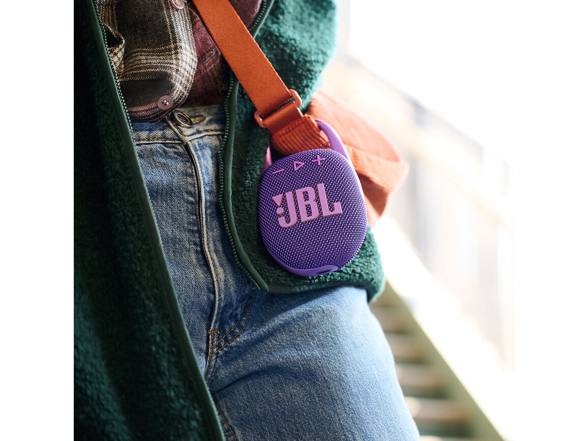 JBL Clip5, Bluetooth-Lautsprecher mit Karabinerhaken, lila