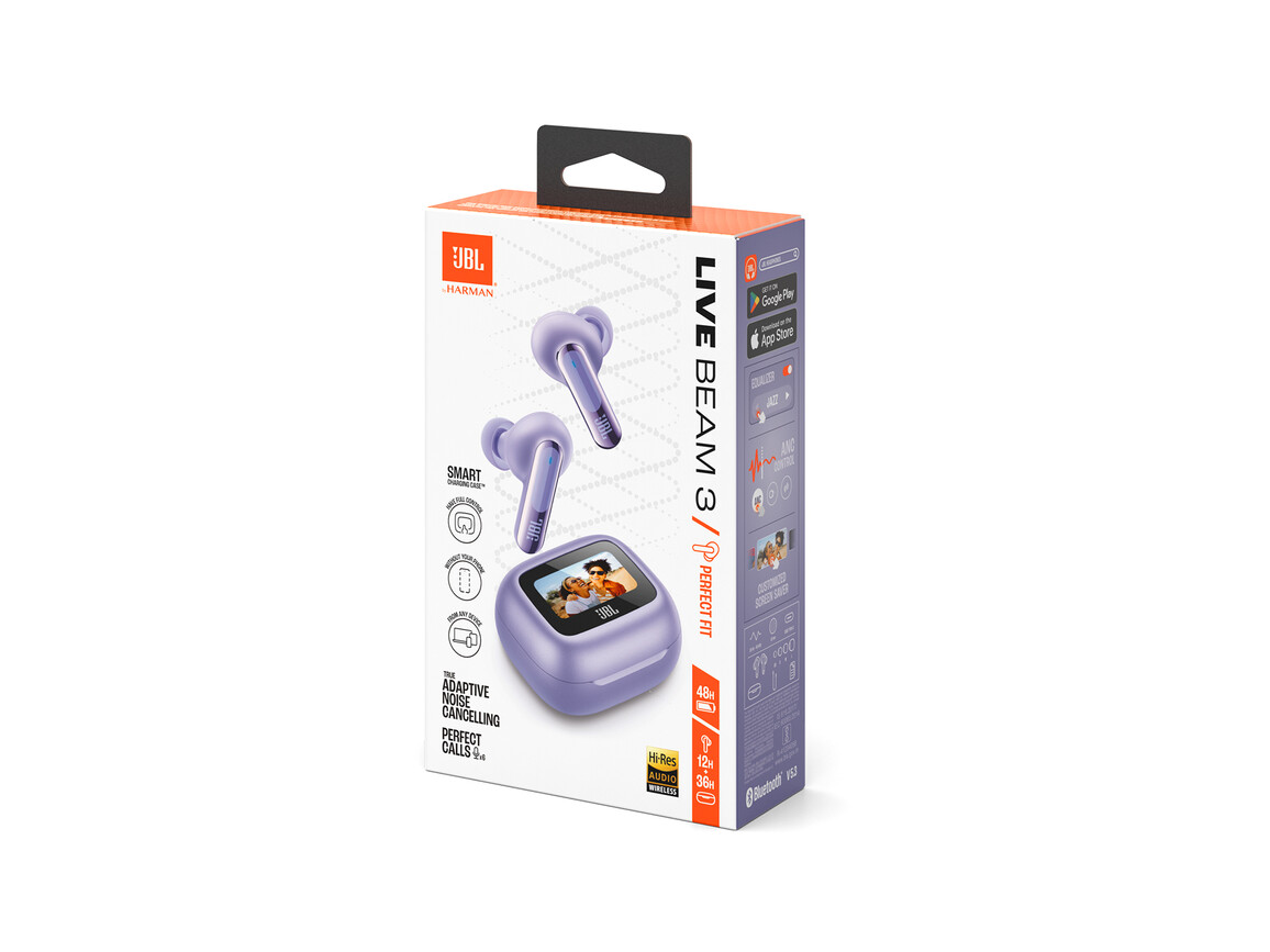 JBL Live Beam 3, kabelloser In-Ear Kopfhörer, lila