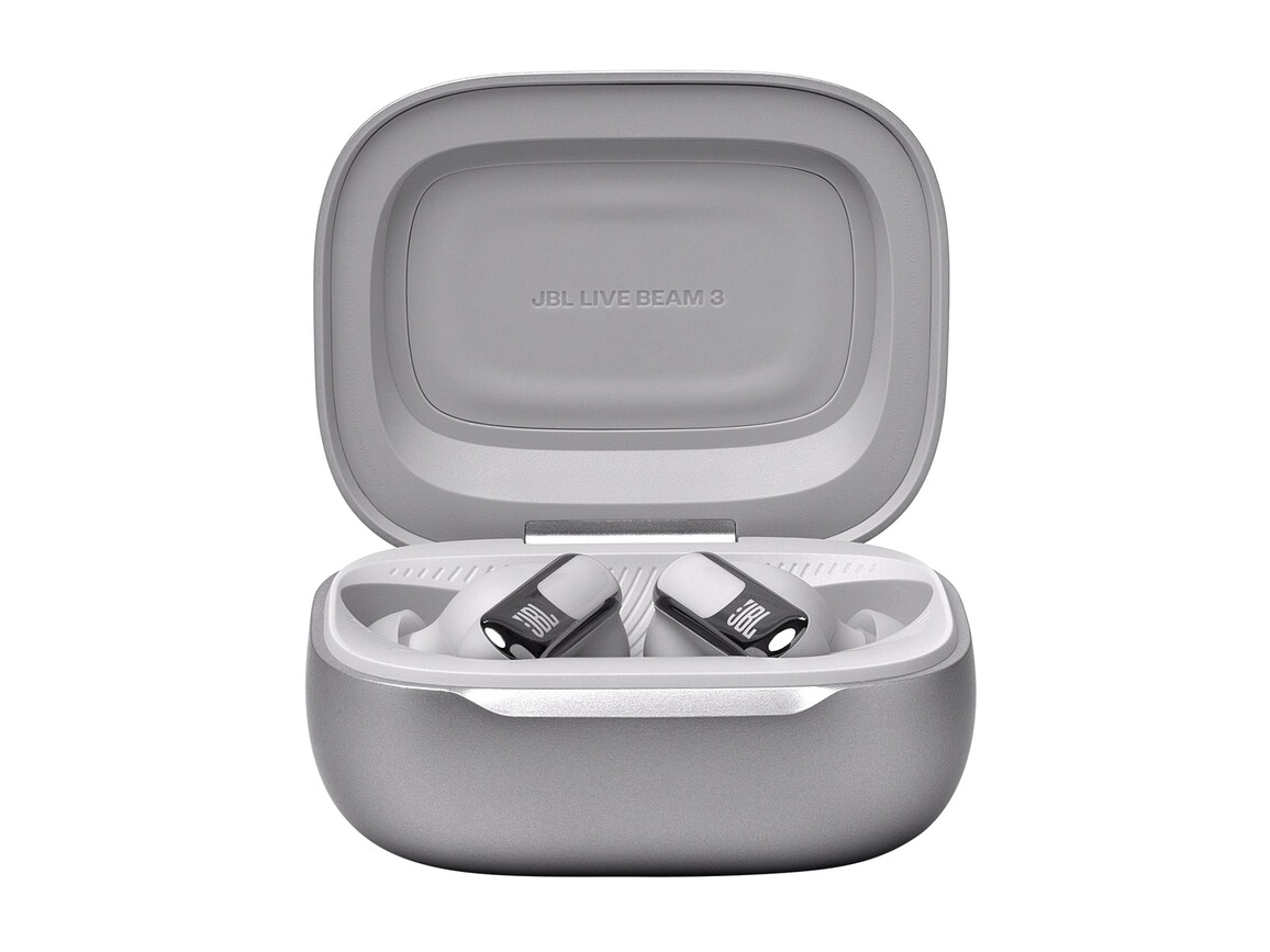 JBL Live Beam 3, kabelloser In-Ear Kopfhörer, silber