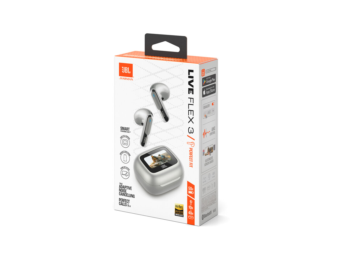 JBL Live Flex 3, kabelloser In-Ear Kopfhörer, silber