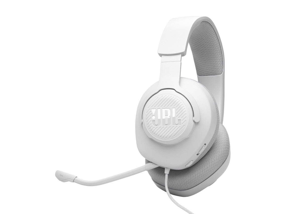 JBL Quantum 100 M2, kabelgebundenes Over-Ear-Gaming-Headset mit Mikrofon, weiss