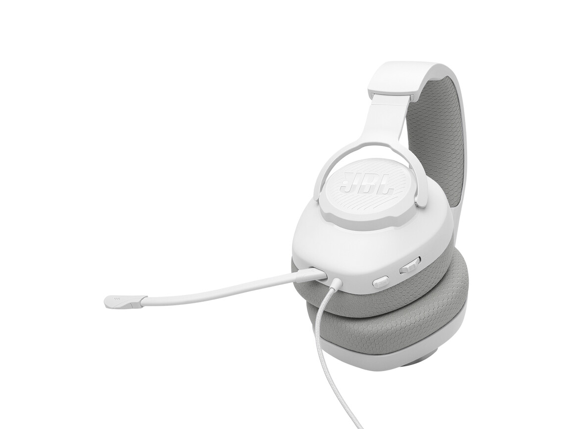 JBL Quantum 100 M2, kabelgebundenes Over-Ear-Gaming-Headset mit Mikrofon, weiss
