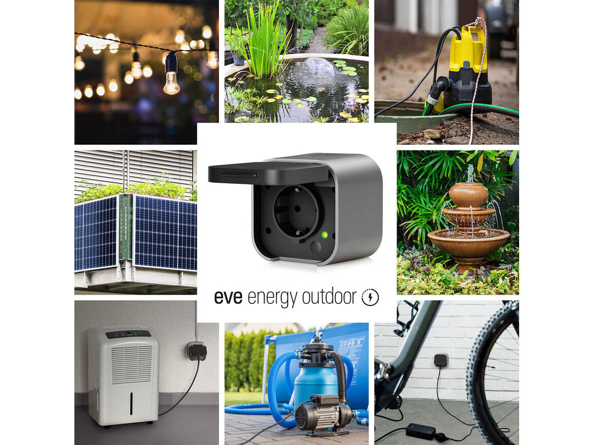 Eve Energy Outdoor EU Matter, Smarte Steckdose mit Verbrauchsmessung