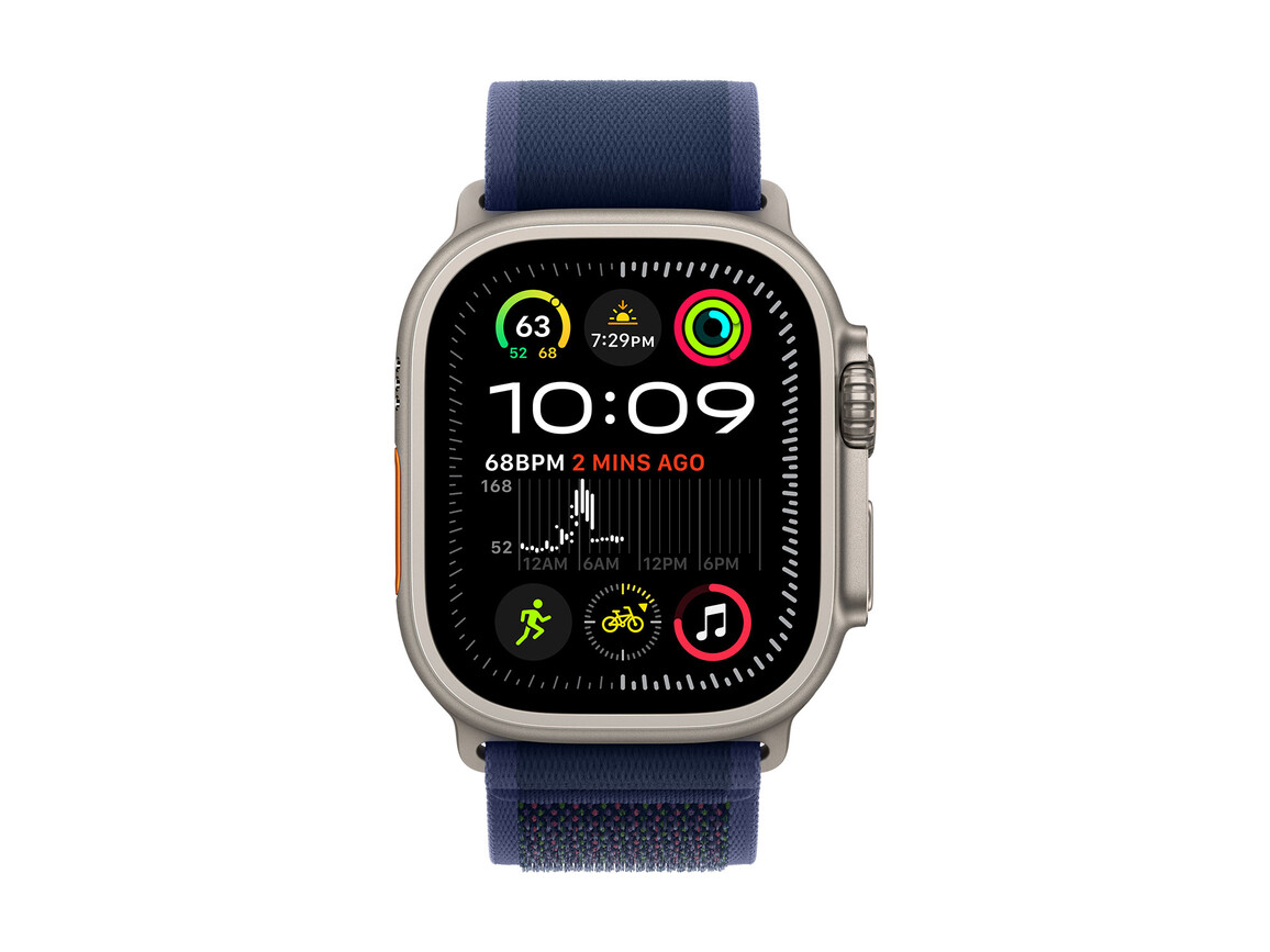 Apple Watch 49mm Trail-Loop, blau - M/L - Gehäusefarbe natur>