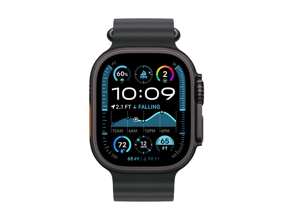 Apple Watch 49mm Ocean-Armband, schwarz - Gehäusefarbe schwarz