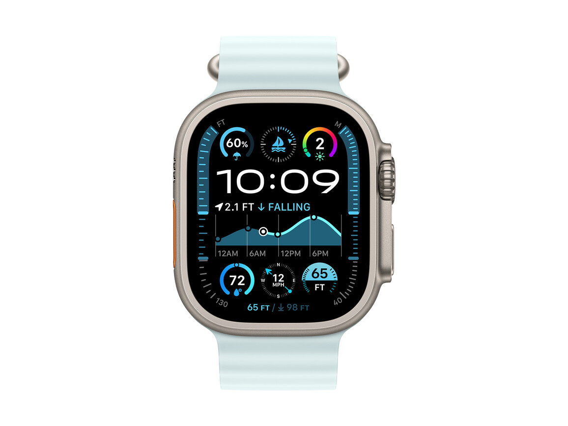 Apple Watch 49mm Ocean-Armband, kristallblau - Gehäusefarbe schwarz