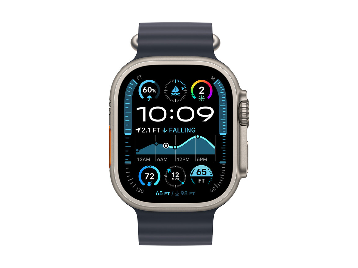 Apple Watch 49mm Ocean-Armband, blau - Gehäusefarbe natur
