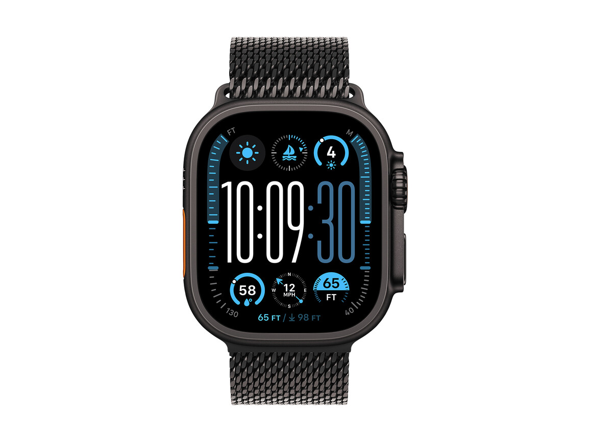 Apple Watch 49mm Milanaise Armband, Titan schwarz - large