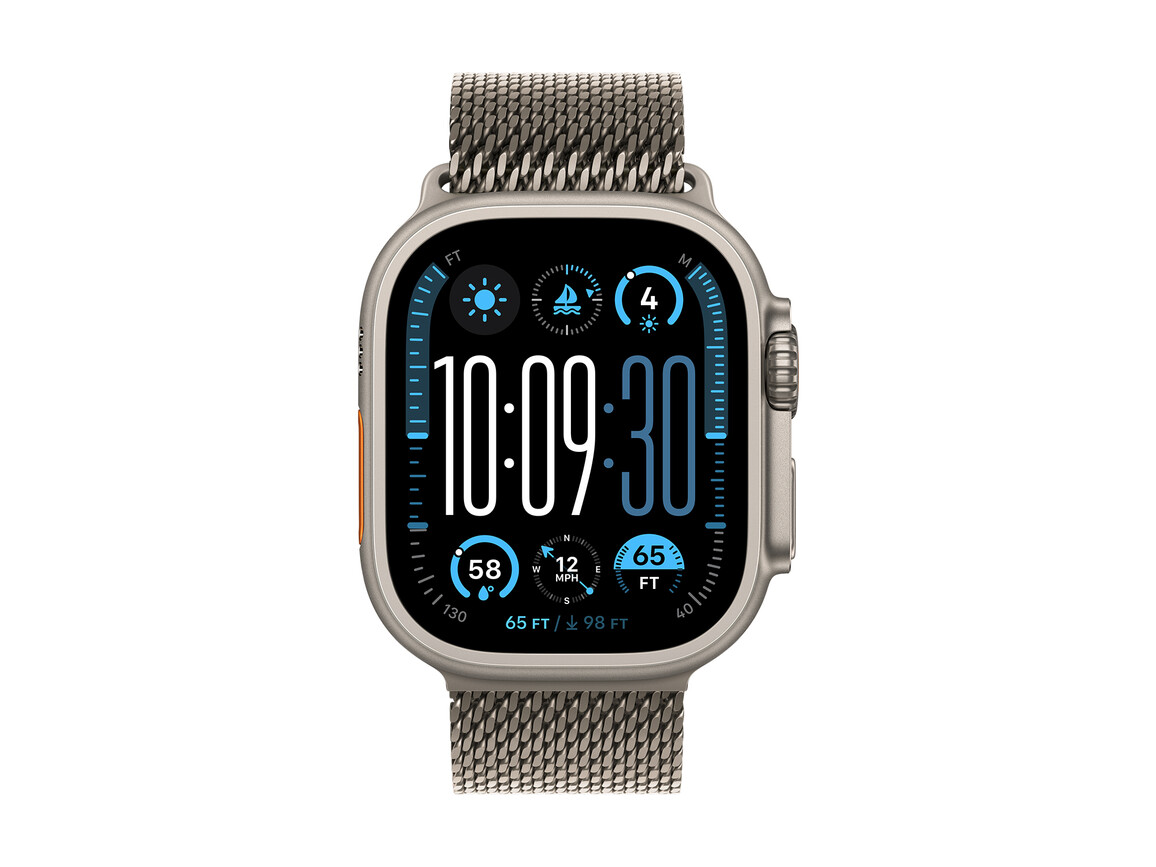 Apple Watch 49mm Milanaise Armband, Titan natur - small